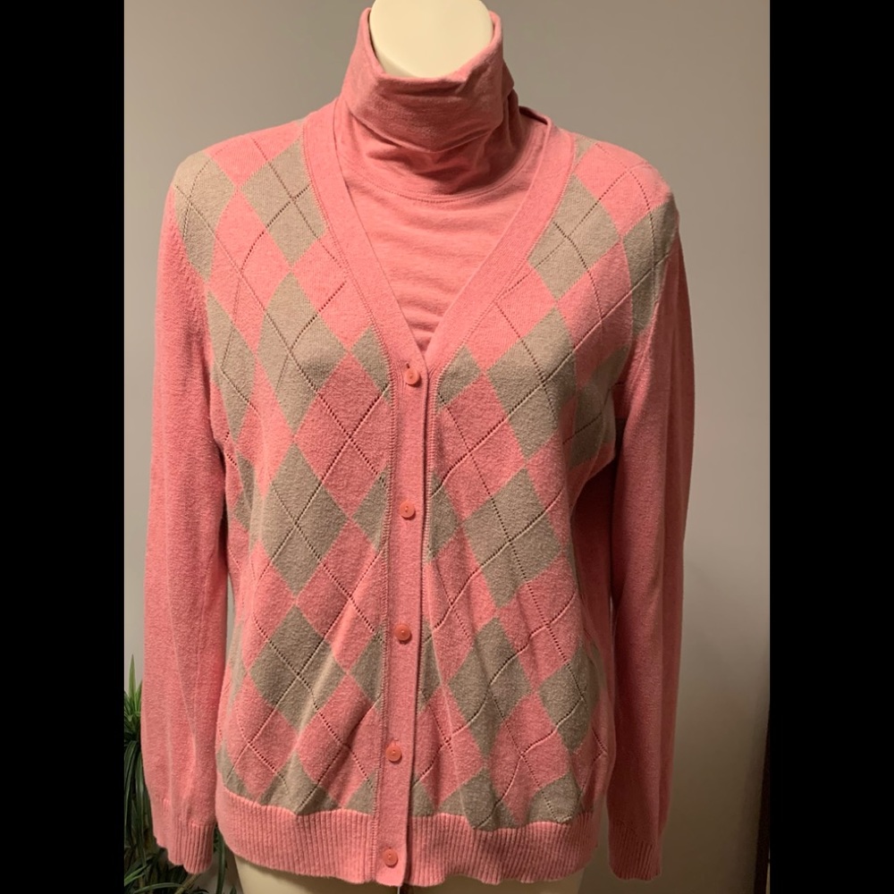 Price ⬇️ Cherokee Argyle cardigan sweater/match turtleneck